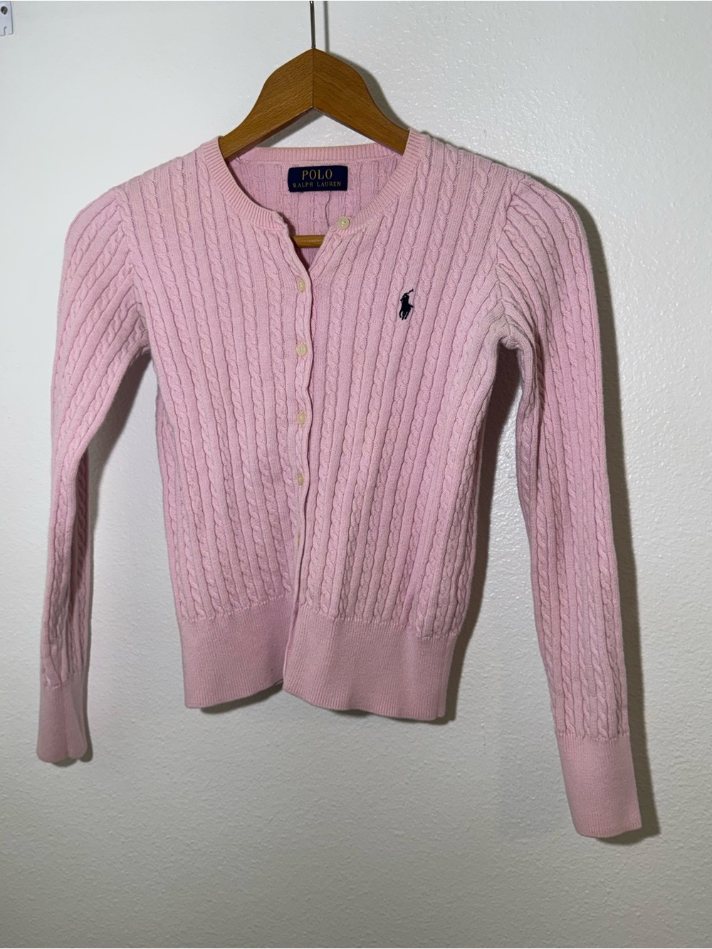 Polo by Ralph Lauren Light Pink Cable Knit Cardigan